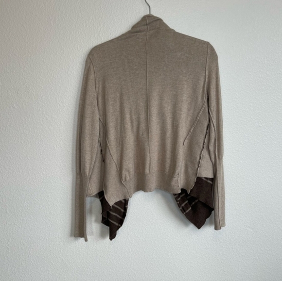 Anthropologie cardigan sweater with buttons - brown tan with interior stripes - Picture 4 of 5
